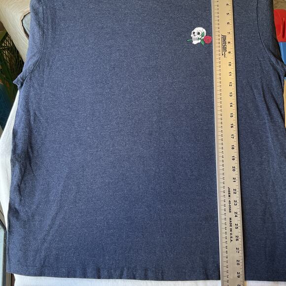 Eighty Eight Men Shirt XX-LARGE Blue Skull Rose Short Sleeve - Picture 5 of 8